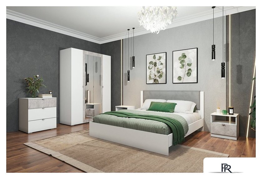 Кровать Аквилон Акцент №900М (белое сияние/веллюкс 49) - Изображение №6 — Интернет-магазин ПроЗаказ