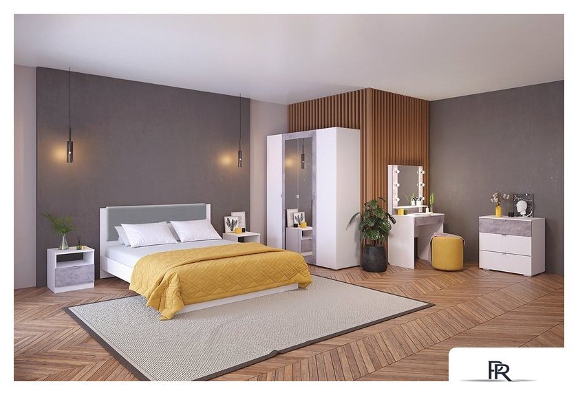 Кровать Аквилон Акцент №900М (белое сияние/веллюкс 49) - Изображение №5 — Интернет-магазин ПроЗаказ