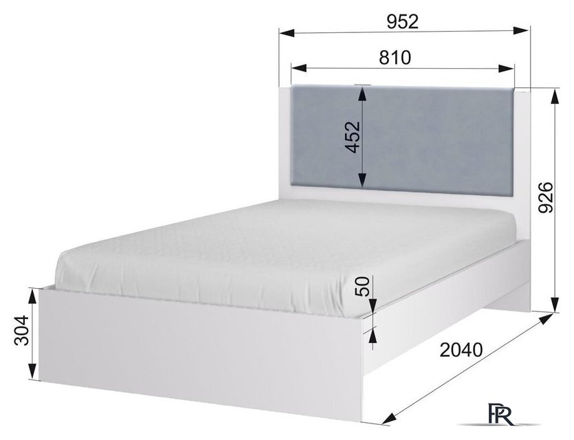 Кровать Аквилон Акцент №900М (белое сияние/веллюкс 49) - Изображение №7 — Интернет-магазин ПроЗаказ