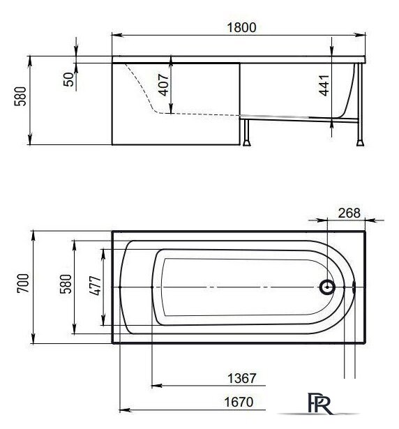 Ванна Alex Baitler Michigan 180х70 - Изображение №4 — Интернет-магазин ПроЗаказ