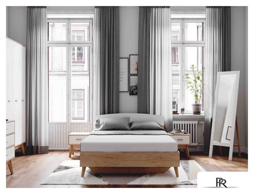 Кровать Мебельград Калгари 1600 (дуб натуральный светлый/белый матовый) - Изображение №5 — Интернет-магазин ПроЗаказ