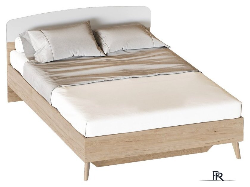 Кровать Мебельград Калгари 1600 (дуб натуральный светлый/белый матовый) - Изображение №1 — Интернет-магазин ПроЗаказ