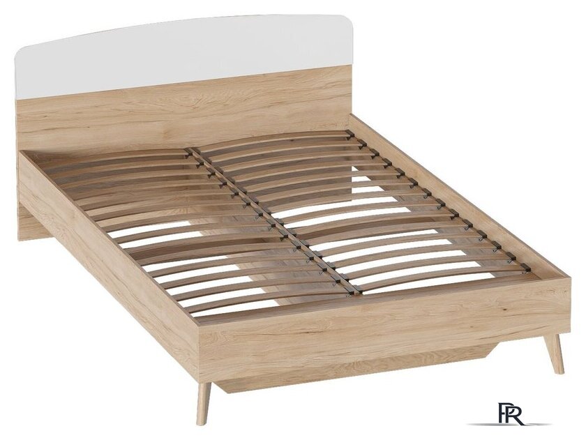 Кровать Мебельград Калгари 1600 (дуб натуральный светлый/белый матовый) - Изображение №2 — Интернет-магазин ПроЗаказ