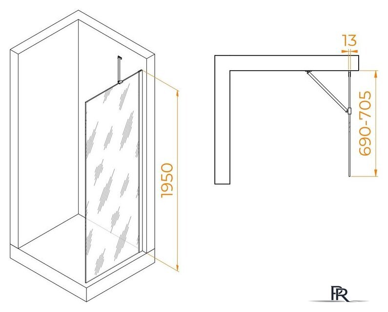 Душевая стенка RGW WA-110W 351011007-15 70 (белый/прозрачное стекло) - Изображение №2 — Интернет-магазин ПроЗаказ