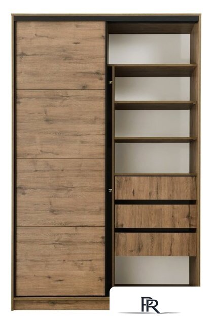 Шкаф-купе Рэйгрупп Bromo VVH 02 РГ-11.02 B 140 VVH 140x220.5 (дуб велингтон/черный) - Изображение №3 — Интернет-магазин ПроЗаказ