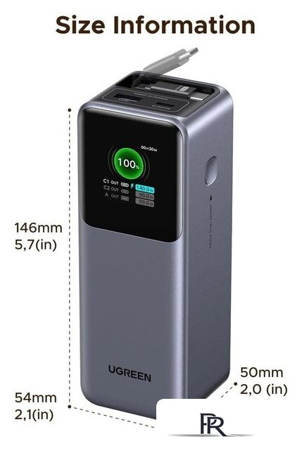 Внешний аккумулятор Ugreen PB726 95670B 20000mAh (серый) - Изображение №3 — Интернет-магазин ПроЗаказ