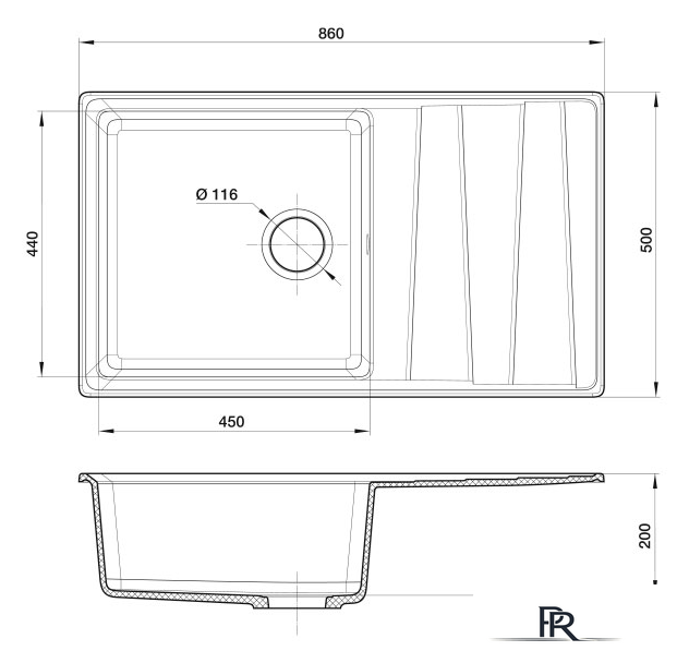 Кухонная мойка GranFest GF-LV-860L (иней) - Изображение №4 — Интернет-магазин ПроЗаказ
