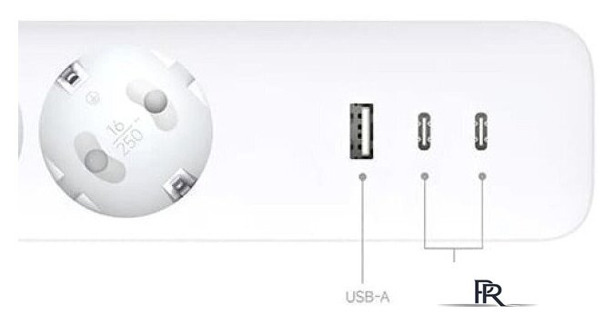 Удлинитель Xiaomi Mi Power Strip 20W 2C1A XMCXB01EU (USB Type-A + 2 USB Type-C, белый, международная версия) - Изображение №5 — Интернет-магазин ПроЗаказ