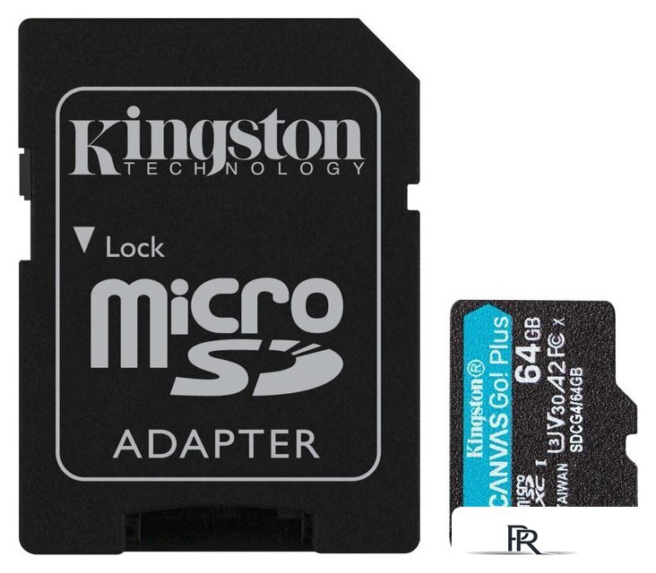 Карта памяти Kingston Canvas Go! microSDXC 64GB SDCG4/64GB (с адаптером) - Изображение №1 — Интернет-магазин ПроЗаказ