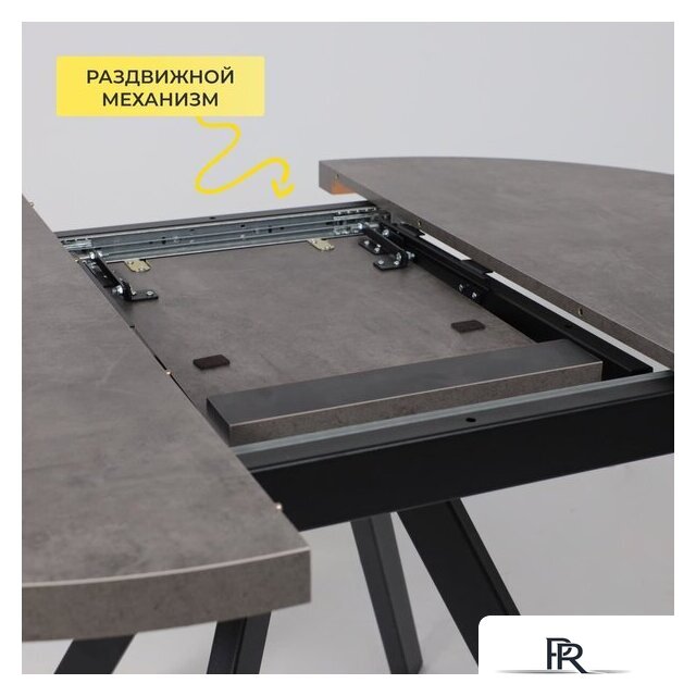 Кухонный стол Мамадома Rondo M-100 раздвижной 100-135 (дымчатая керамика/черный) - Изображение №5 — Интернет-магазин ПроЗаказ