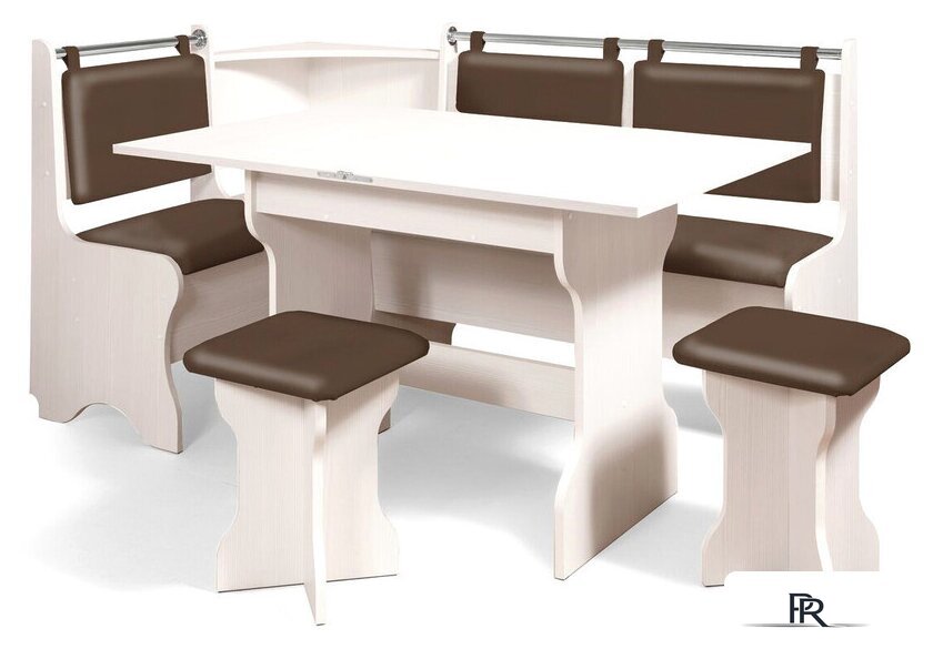 Обеденная группа Анмикс ЛДСП с кухонным уголком (бодега/кожзам коричневый) - Изображение №1 — Интернет-магазин ПроЗаказ