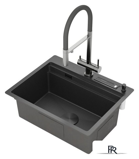 Кухонная мойка Roxen Stage 560250-60-BS оружейная сталь (с держателем для ножей и аксессуарами) - Изображение №3 — Интернет-магазин ПроЗаказ