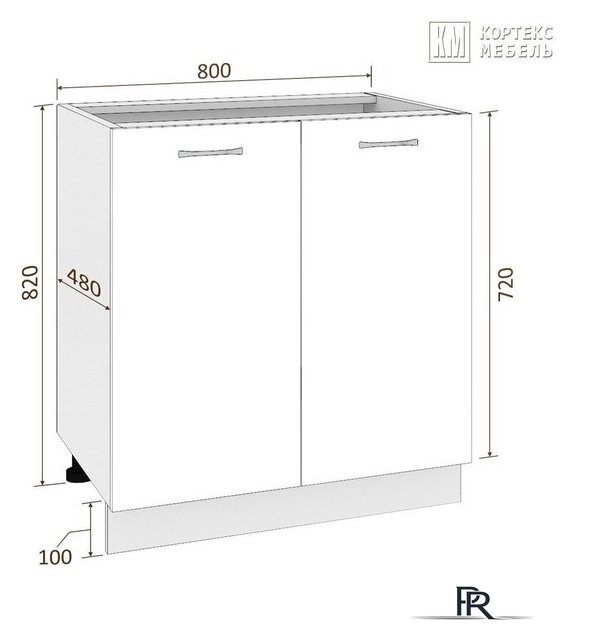 Шкаф напольный Кортекс-мебель Корнелия Лира НШ80р (дуб сонома/королевский опал) - Изображение №3 — Интернет-магазин ПроЗаказ