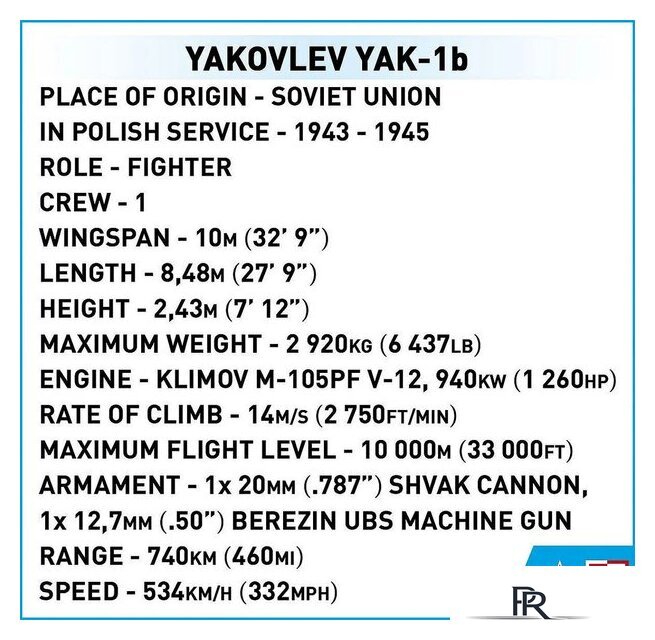Конструктор Cobi Historical Collection WWII Yakovlev Yak - 1B - Изображение №7 — Интернет-магазин ПроЗаказ