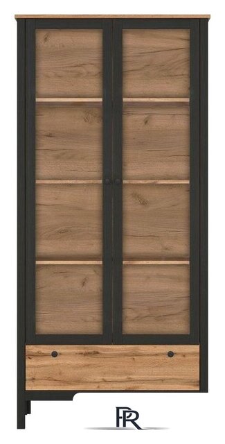 Шкаф-витрина Black Red White Loft REG2W1S (дуб вотан/черный) - Изображение №1 — Интернет-магазин ПроЗаказ