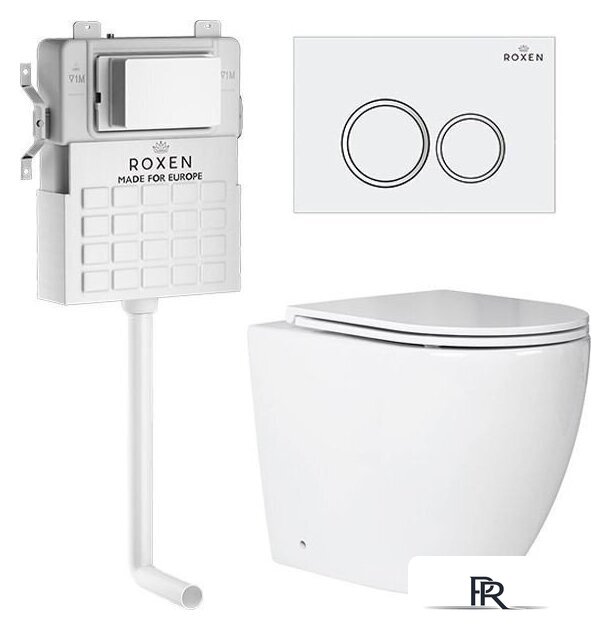 Унитаз приставной Roxen Antares в комплекте с инсталляцией Attach 5 в 1 966869 (кнопка: белый глянец с хромированной окантовкой клавиш) - Изображение №1 — Интернет-магазин ПроЗаказ