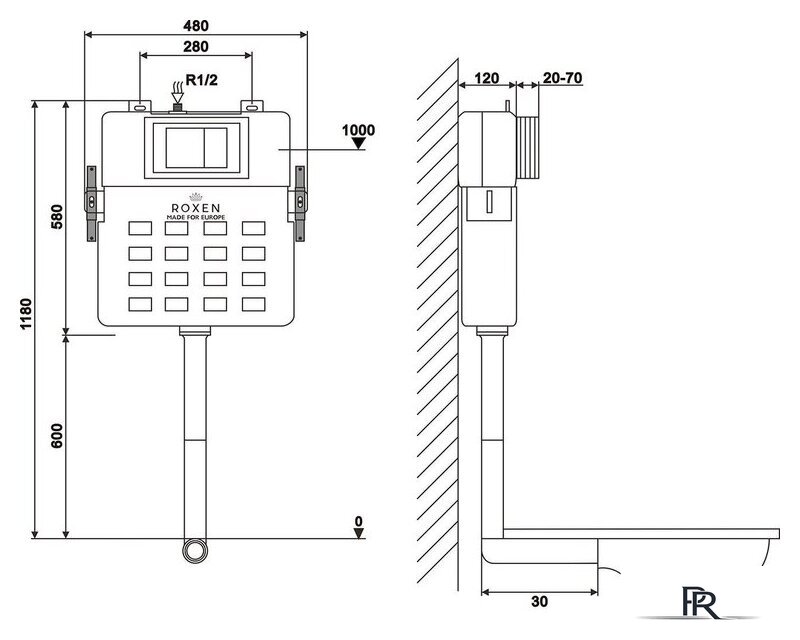 Унитаз приставной Roxen Antares в комплекте с инсталляцией Attach 5 в 1 966869 (кнопка: белый глянец с хромированной окантовкой клавиш) - Изображение №6 — Интернет-магазин ПроЗаказ
