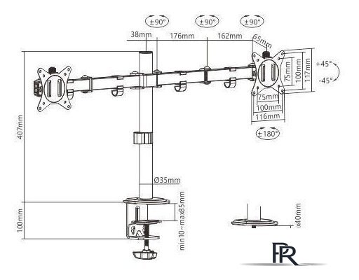 Кронштейн для монитора Gembird MA-D2-01 - Изображение №2 — Интернет-магазин ПроЗаказ