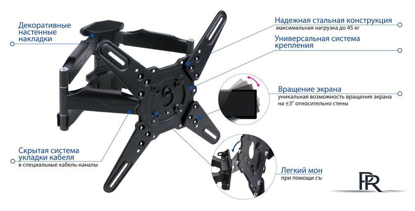 Кронштейн для телевизора Kromax ATLANTIS-45 (темно-серый) - Изображение №4 — Интернет-магазин ПроЗаказ