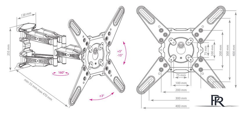 Кронштейн для телевизора Kromax ATLANTIS-45 (темно-серый) - Изображение №3 — Интернет-магазин ПроЗаказ