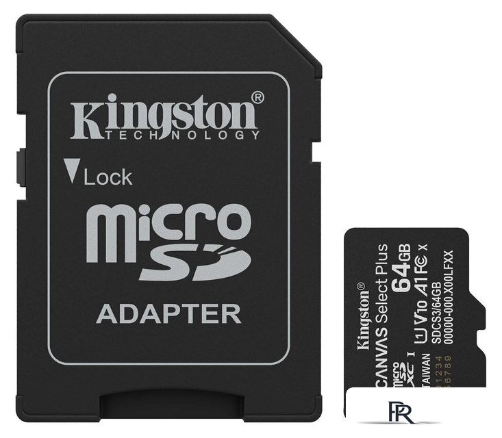 Карта памяти Kingston Canvas Select Plus microSDXC 64GB SDCS3/64GB (с адаптером) - Изображение №1 — Интернет-магазин ПроЗаказ