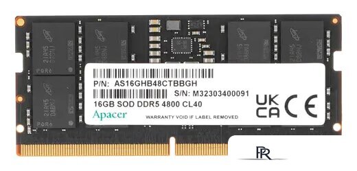 Оперативная память Apacer 16ГБ DDR5 SODIMM 4800 МГц AS16GHB48CTBBGH - Изображение №1 — Интернет-магазин ПроЗаказ