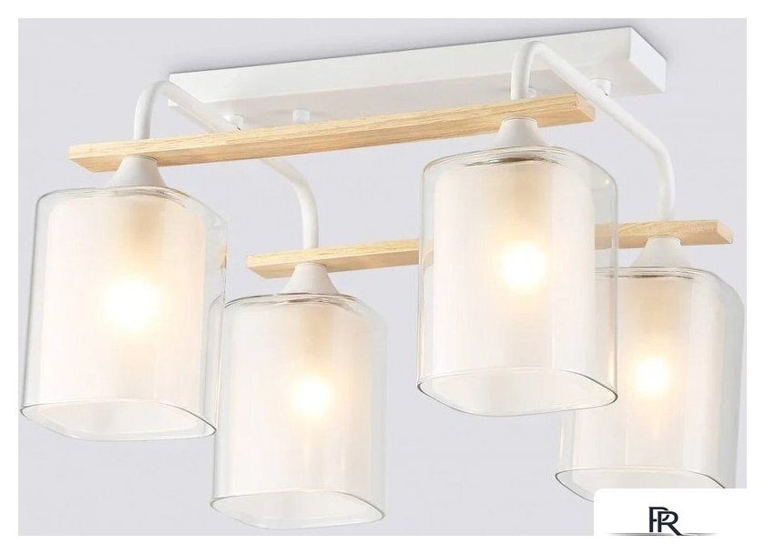 Люстра средней высоты Ambrella light TR3033246/4 WH/WD (белый/дерево) - Изображение №1 — Интернет-магазин ПроЗаказ