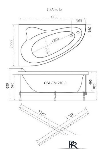 Ванна Triton Изабель 170x100 L Экстра Базовая Flat (с гидромассажем) - Изображение №2 — Интернет-магазин ПроЗаказ