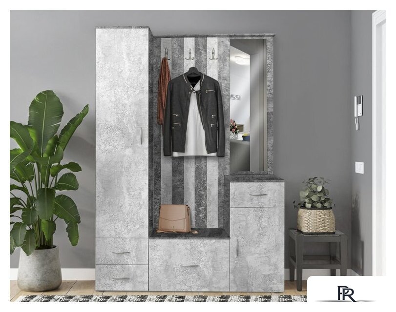 Шкаф-пенал Артём-Мебель ДСП СН-100.01 (бетон спаркс лайт/бетон спаркс) - Изображение №4 — Интернет-магазин ПроЗаказ