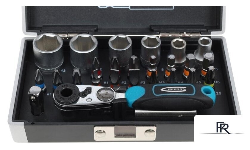 Набор трещотка с головками и битами GROSS 11361 (26 предметов) - Изображение №3 — Интернет-магазин ПроЗаказ