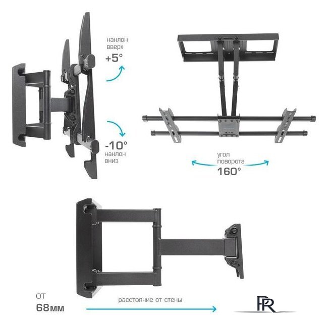 Кронштейн для телевизора Kromax GALACTIC-57 (черный) - Изображение №4 — Интернет-магазин ПроЗаказ