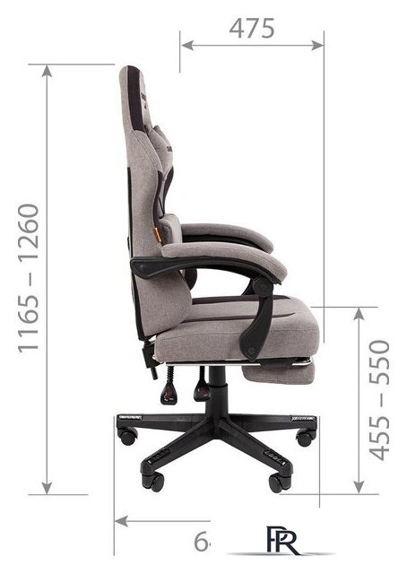 Игровое (геймерское) кресло CHAIRMAN CH27 (ткань, серый/черный) - Изображение №9 — Интернет-магазин ПроЗаказ