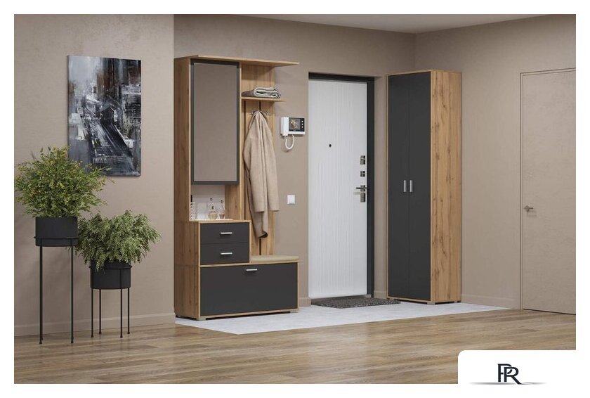 Шкаф распашной Олмеко Антре 65.07 (дуб вотан/диамант серый/белый) - Изображение №5 — Интернет-магазин ПроЗаказ