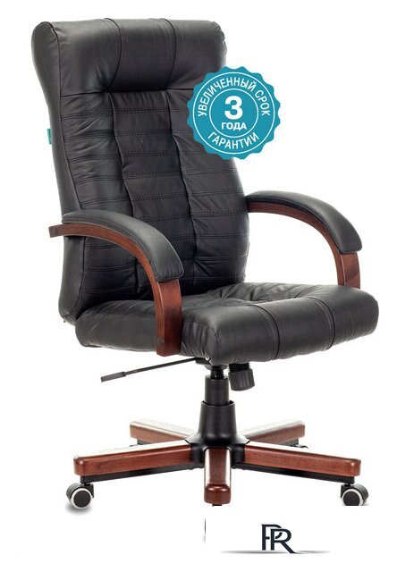 Офисное кресло Бюрократ KB-10WALNUT/B/LEATH (черный) - Изображение №2 — Интернет-магазин ПроЗаказ