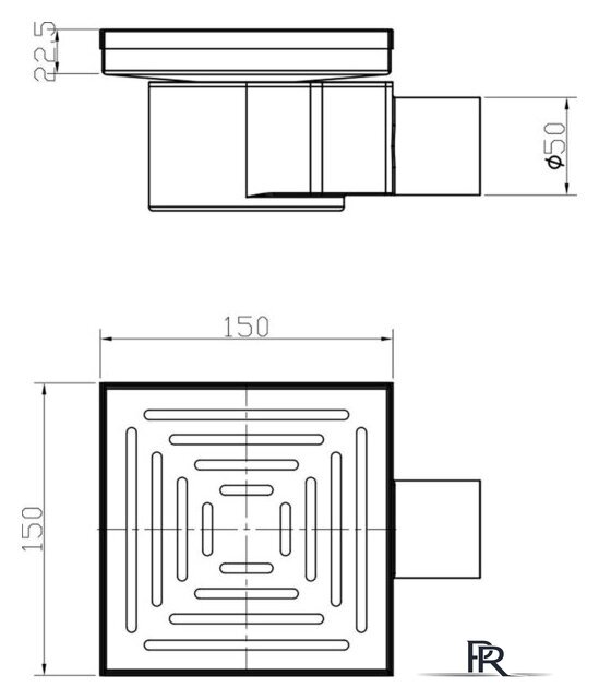 Трап/канал Lauter 2140065-L1GM 150x150 (оружейная сталь) - Изображение №9 — Интернет-магазин ПроЗаказ