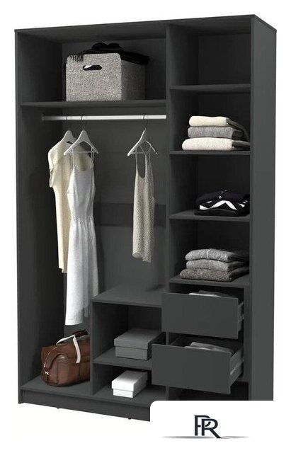 Шкаф распашной Интерлиния Концепт Тренд КТ-Ш3(з) (антрацит/черный) - Изображение №3 — Интернет-магазин ПроЗаказ