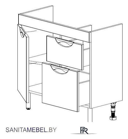  СанитаМебель Тумба под умывальник Эмили-601.800 (белый) - Изображение №2 — Интернет-магазин ПроЗаказ