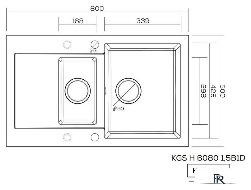 Кухонная мойка Kernau KGS H 6080 1.5B1D Black Metallic - Изображение №2 — Интернет-магазин ПроЗаказ