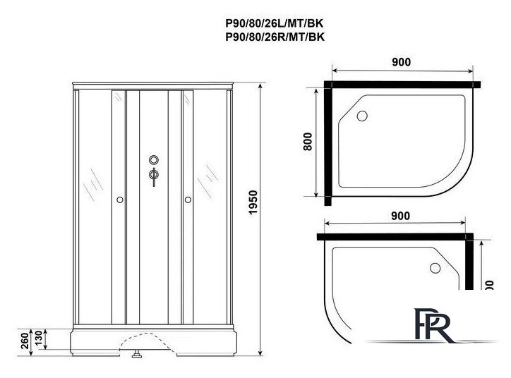 Душевая кабина Niagara Promo P90/80/26L/MT/BK 90x80x195 - Изображение №8 — Интернет-магазин ПроЗаказ
