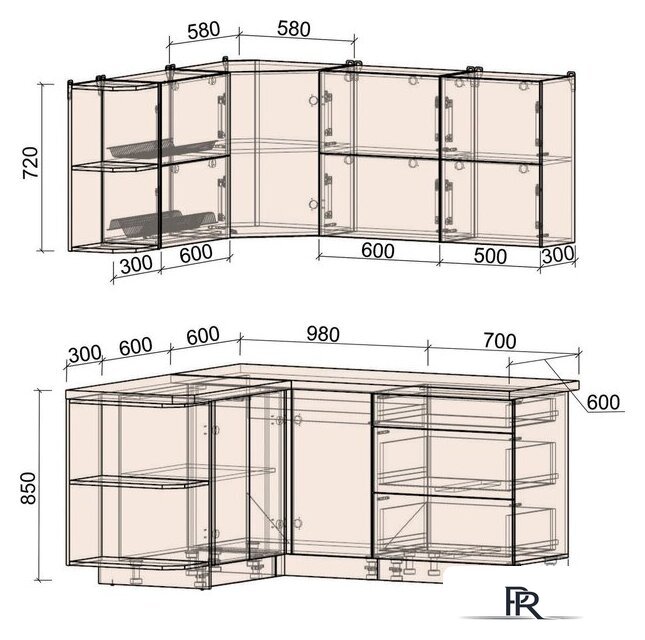 Кухонный модуль Интерлиния Мила Матте 1.5x1.7 А (белый/черный/дуб бунратти) - Изображение №6 — Интернет-магазин ПроЗаказ
