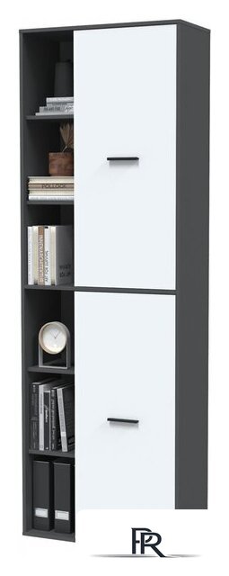 Шкаф распашной Интерлиния Skill-22 (2) (антрацит/белый) - Изображение №1 — Интернет-магазин ПроЗаказ