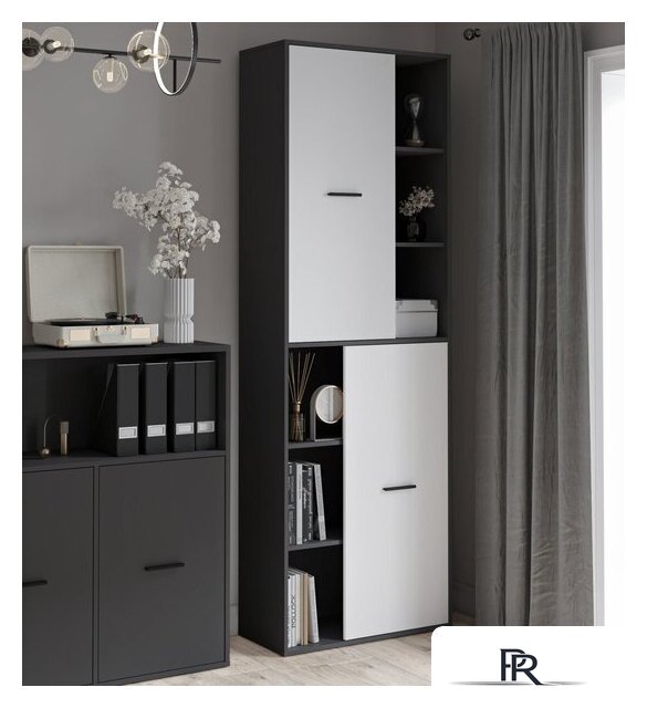 Шкаф распашной Интерлиния Skill-22 (2) (антрацит/белый) - Изображение №6 — Интернет-магазин ПроЗаказ