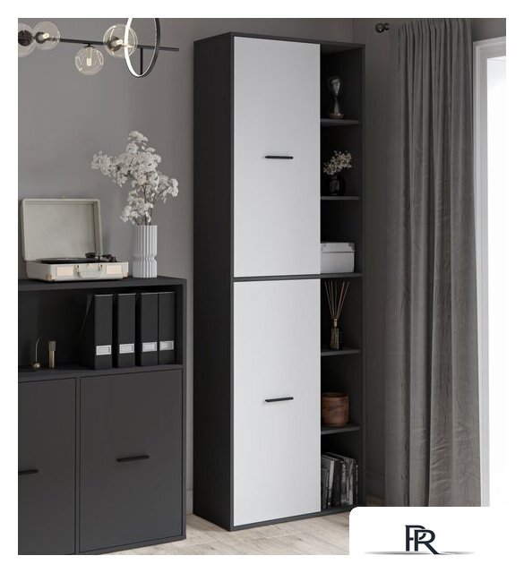 Шкаф распашной Интерлиния Skill-22 (2) (антрацит/белый) - Изображение №5 — Интернет-магазин ПроЗаказ