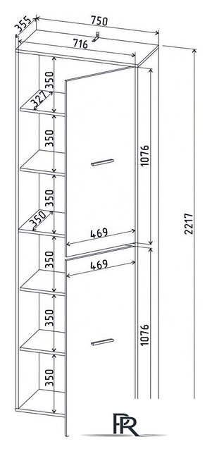 Шкаф распашной Интерлиния Skill-22 (2) (антрацит/белый) - Изображение №10 — Интернет-магазин ПроЗаказ