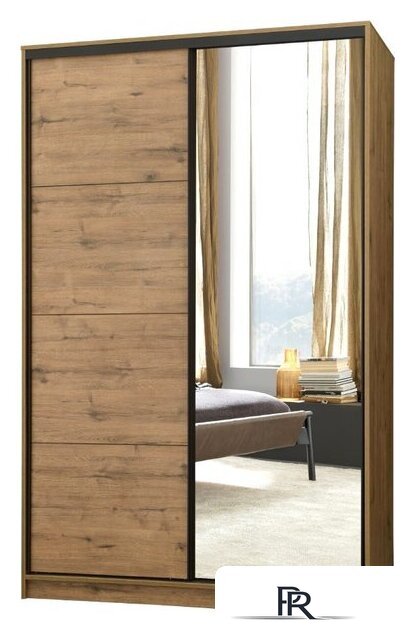 Шкаф-купе Рэйгрупп Bromo VVH 02 РГ-12.02 B 120 VVH 120x220.5 (дуб велингтон/черный) - Изображение №1 — Интернет-магазин ПроЗаказ