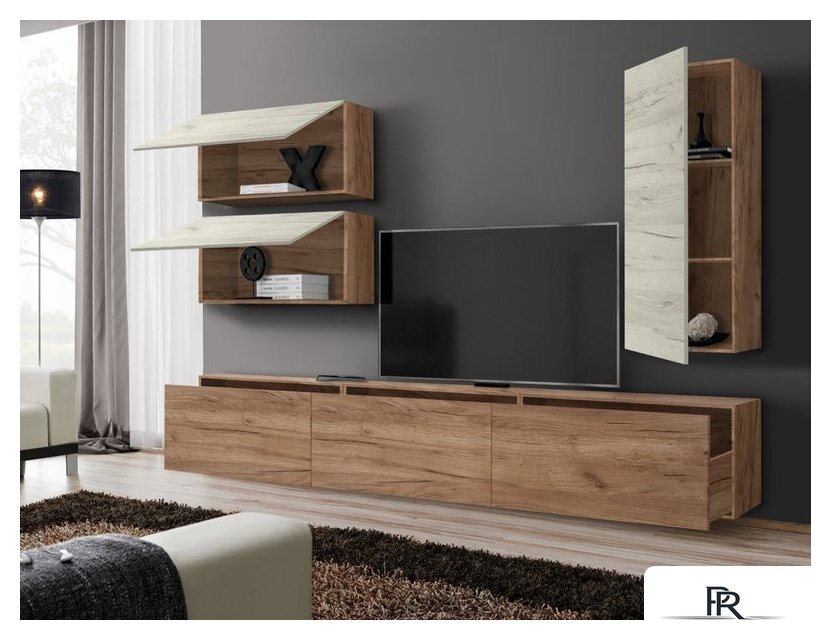 Стенка Артём-Мебель Венеция СН 121.01 (дуб крафт белый/дуб крафт табачный) - Изображение №4 — Интернет-магазин ПроЗаказ