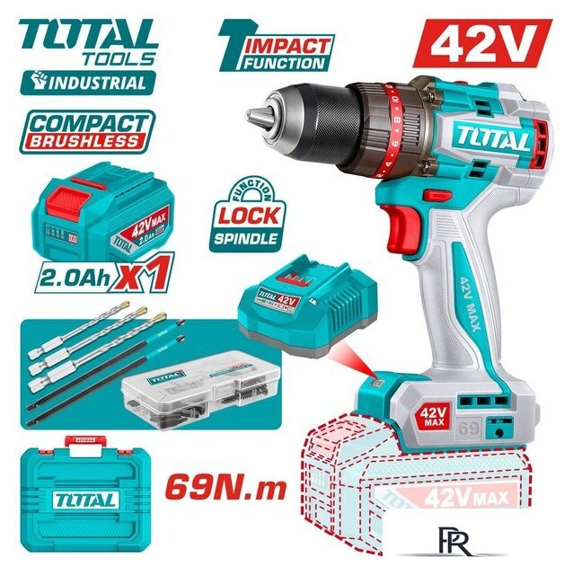Ударная дрель-шуруповерт Total TIDLI426981 (с 1-им АКБ, кейс) - Изображение №1 — Интернет-магазин ПроЗаказ