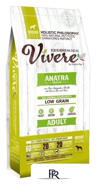 Сухой корм для собак Vivere Medium Adult Duck 20 кг - Изображение №1 — Интернет-магазин ПроЗаказ