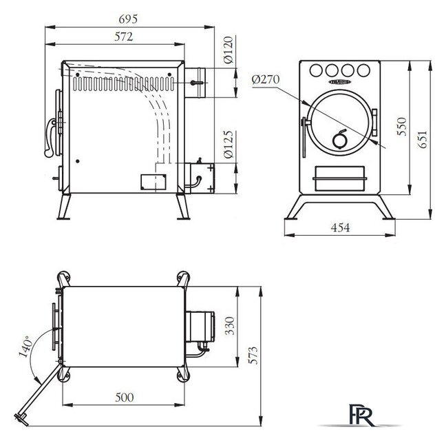 Свободностоящая печь-камин Термофор Нормаль 2 Турбо - Изображение №2 — Интернет-магазин ПроЗаказ