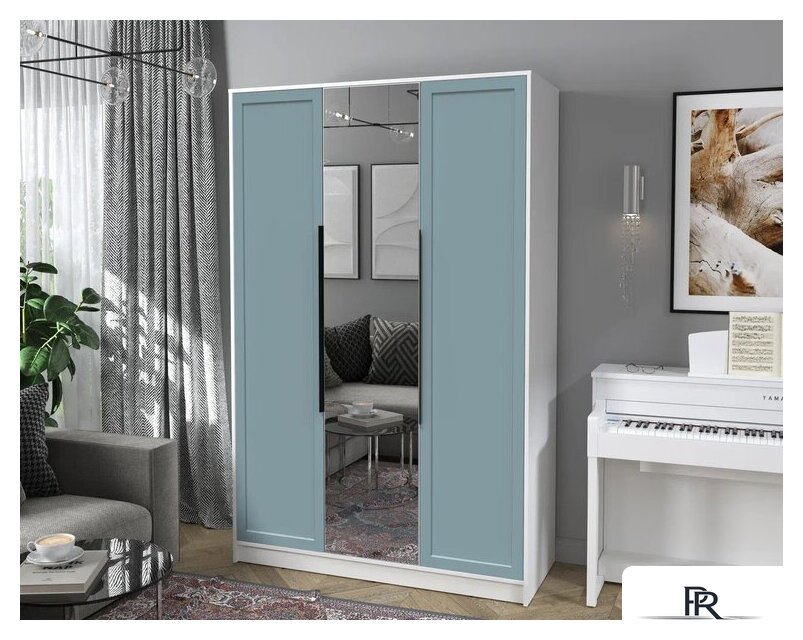 Шкаф распашной Интерлиния Концепт Тренд КТ-Ш3(з) (белый платинум/океан) - Изображение №5 — Интернет-магазин ПроЗаказ